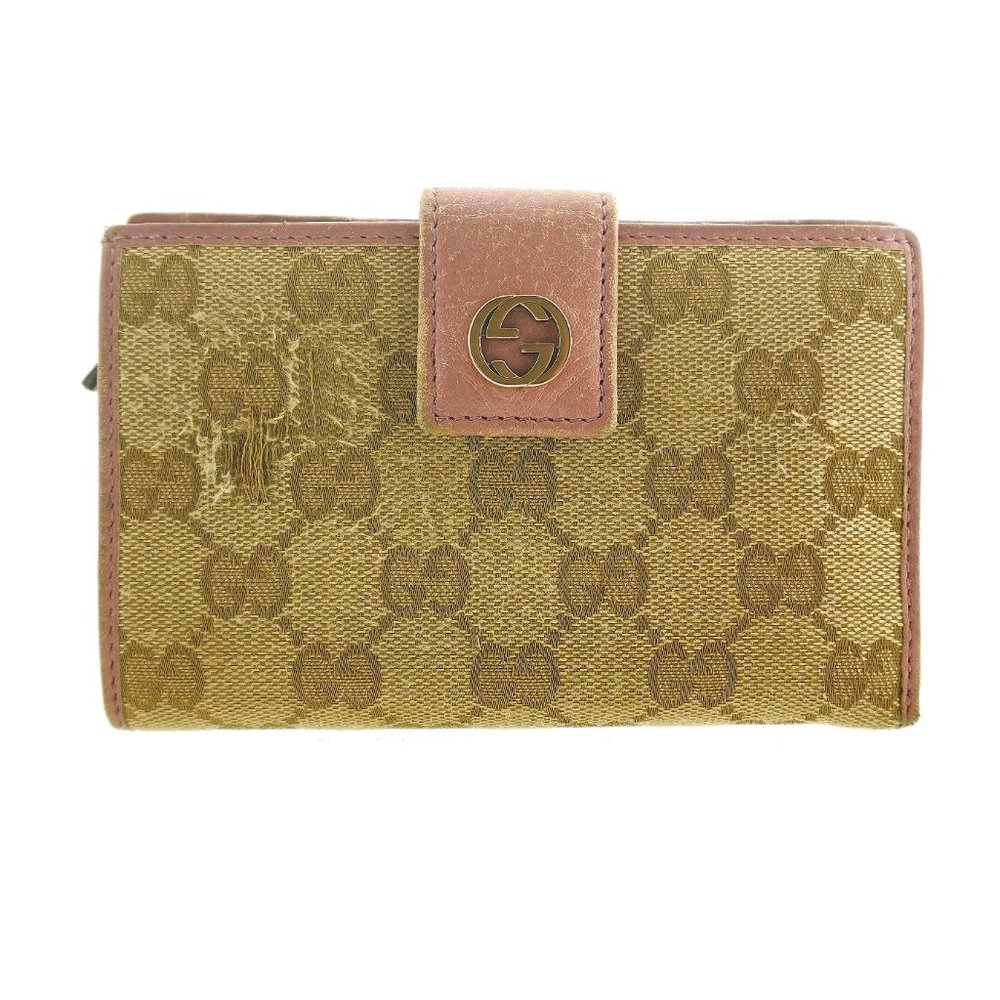Gucci Beige and Pink Monogram Wallet